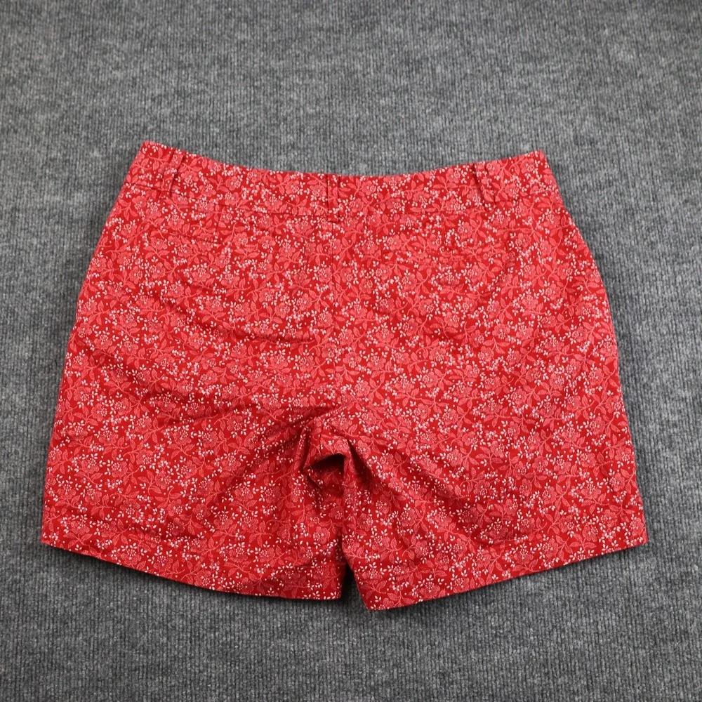 Chaps Shorts Womens 10 Red Floral Print Slant Pockets Zip Button‎ Summer Casual